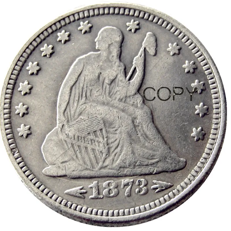 USA 1873 Nooled -P / CC / S Istub Vabaduse Veerand Dollarit Eri Mint hõbetatud 25 Senti Koopia Mündi
