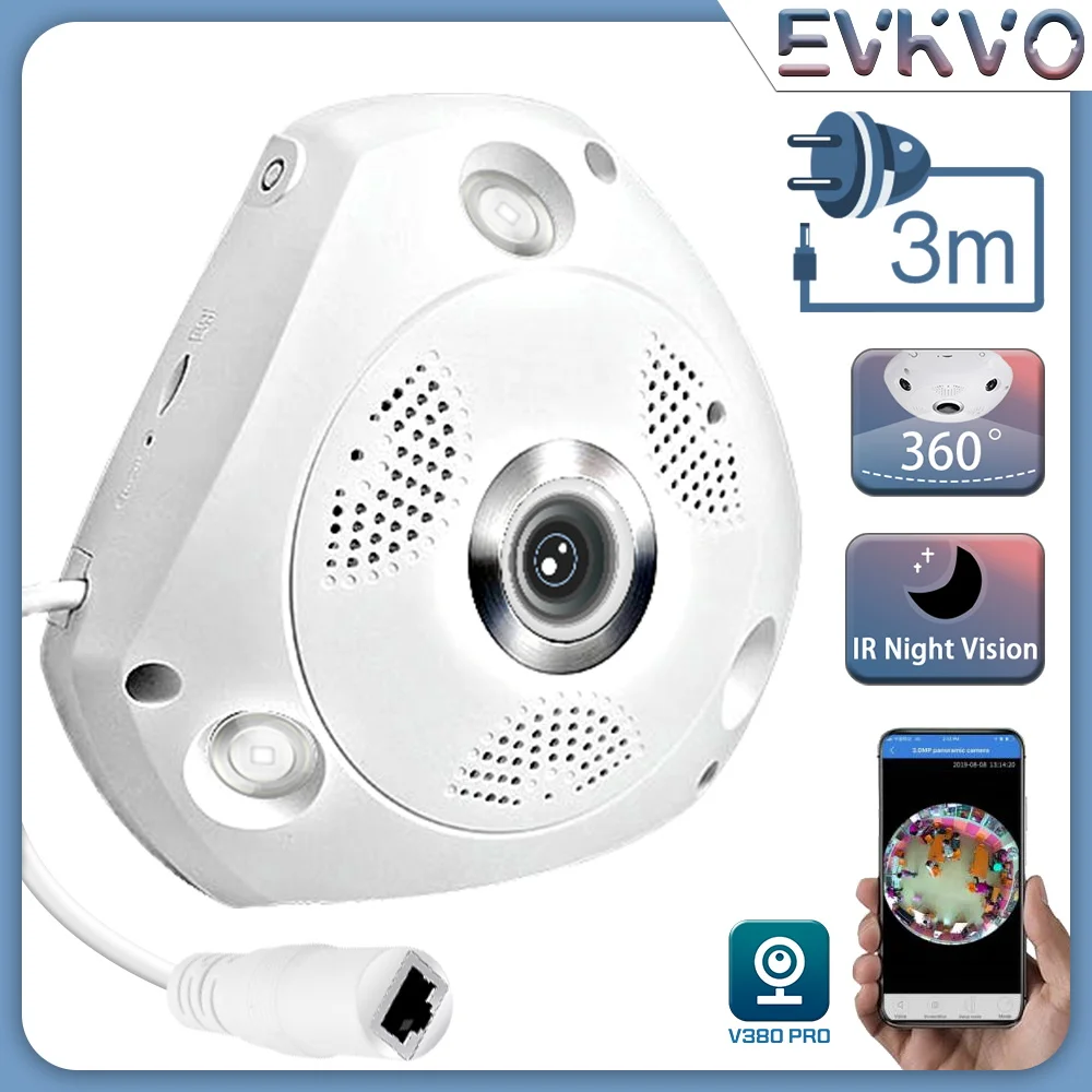 V380 Fisheye VR Järelevalve WiFi Kaamera 360 VR Panoraam Traadita IP Kaamera Home Security Video beebimonitor CCTV Kaamera