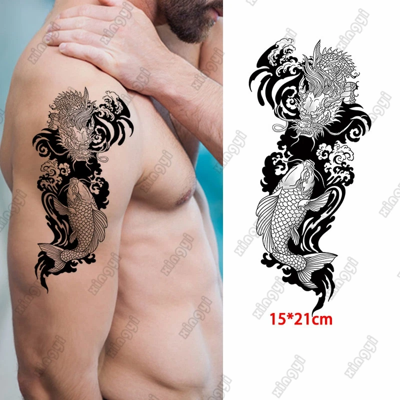 Veekindel Ajutine Tätoveering Kleebis 3d Skorpion Must Draakon Kuldkala Lind Kleebised Võltsitud Tatto Flash Tätoveering Body Art Mehed Naised
