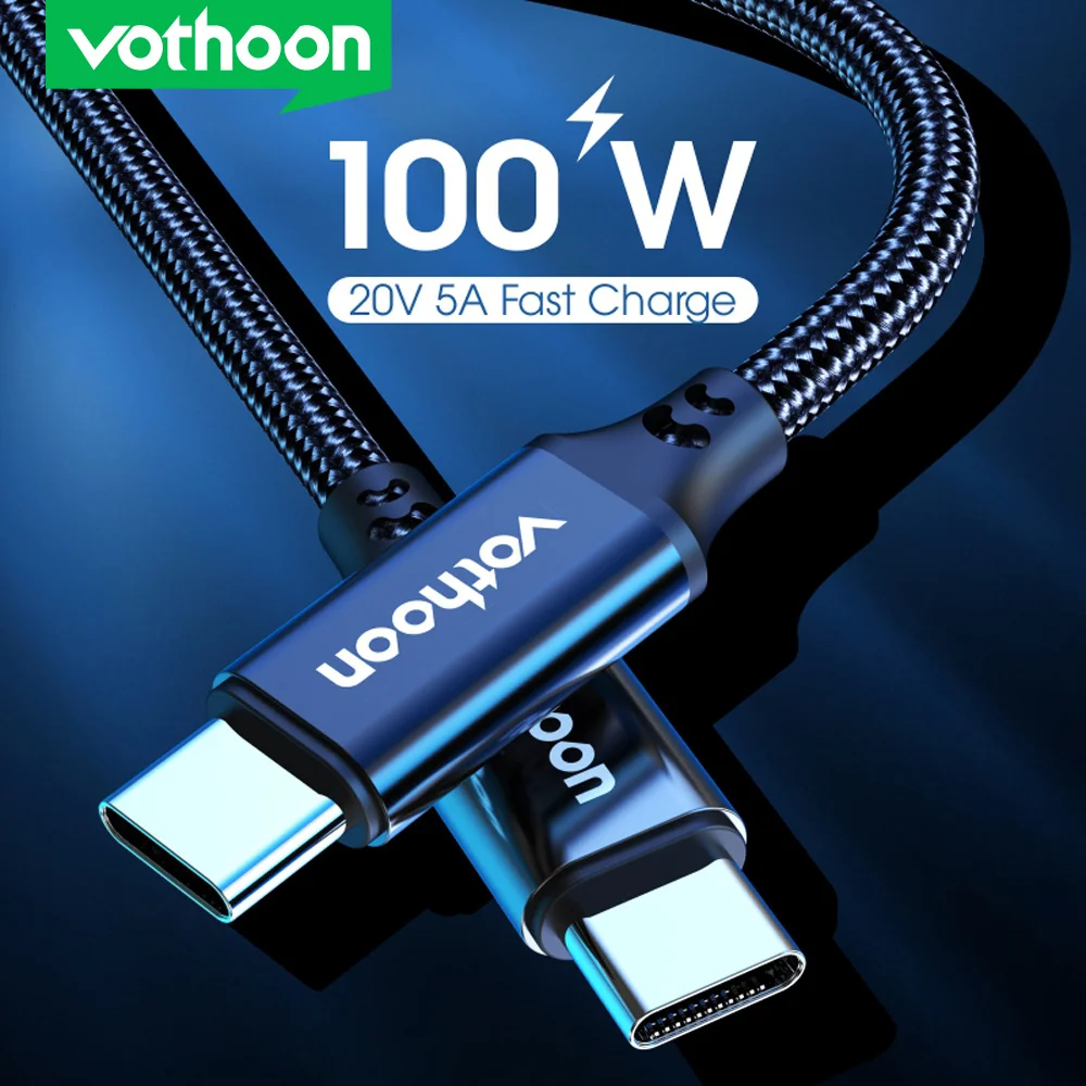 Vothoon 100W USB-C-Tüüpi USB-C Kaabel või USB-C PD Kiire Laadimine Laadija Juhe Juhe Macbook Samsung S21 Xiaomi Tüüp-C USBC Kaabel
