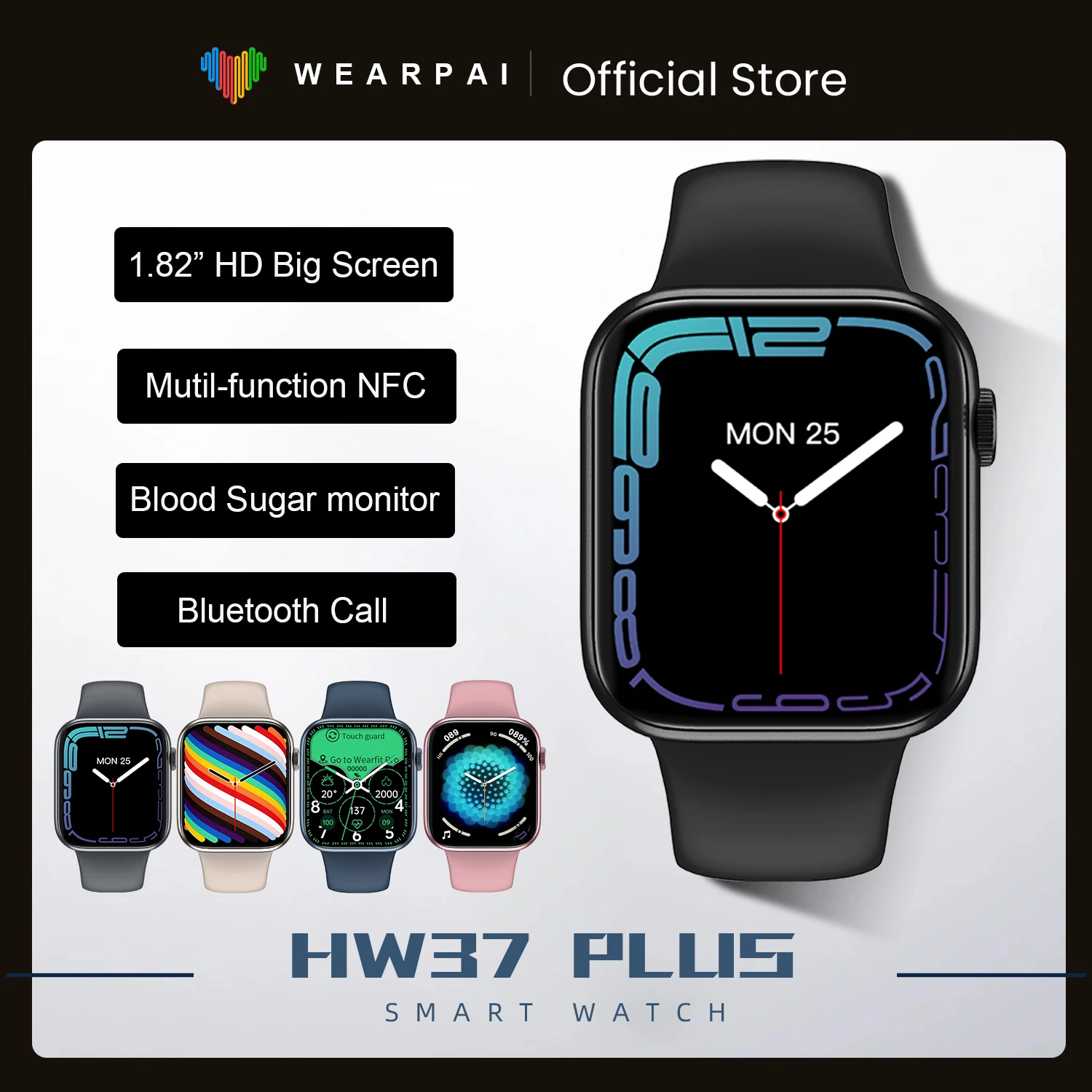 Wearpai HW37 Pluss Smartwatch Mehed 1.82
