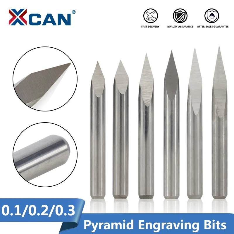 XCAN Milling Cutter 3 Serv Püramiid Graveerimine Bitti 3.175 mm Varre 10tk 20/30/40/45/60/90 Kraadi CNC Ruuteri Natuke Puidu Freesimiseks Tööriist