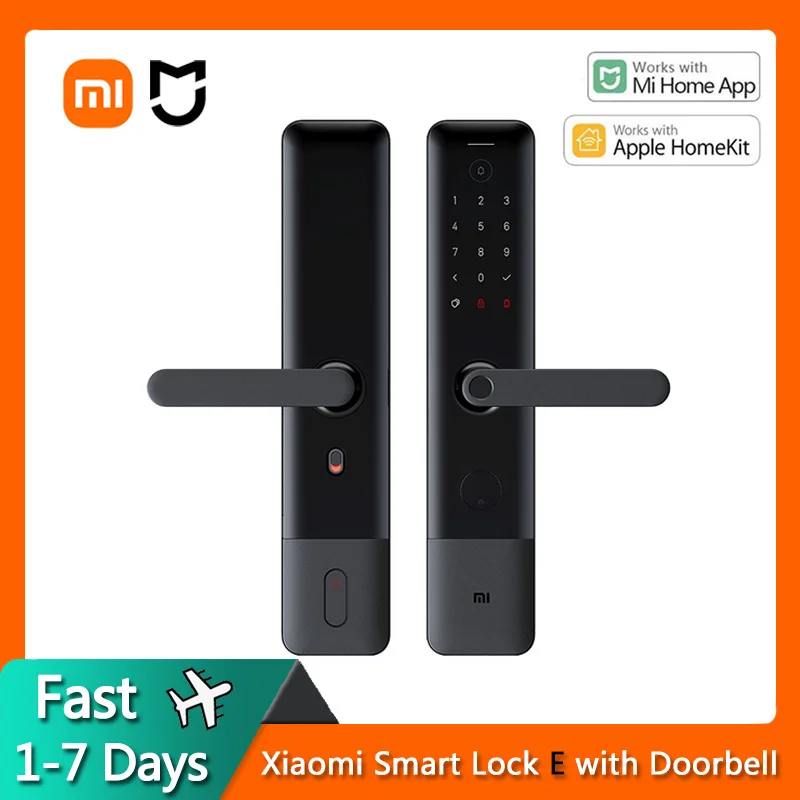 Xiaomi Mijia Smart ukseluku E koos Uksekell Sõrmejälg, Parool, Bluetooth Avada Lukk Tuvastada Alarmi Tööd Mi Kodu & Homekit