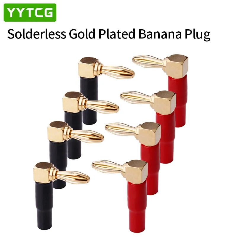 YYTCG 8Pcs Parem Nurk 90 Kraadi 4mm Banana Plug Kruvi L Tüüp Siduvad Post Võimendid Video Kõlari Pistiku Adapter