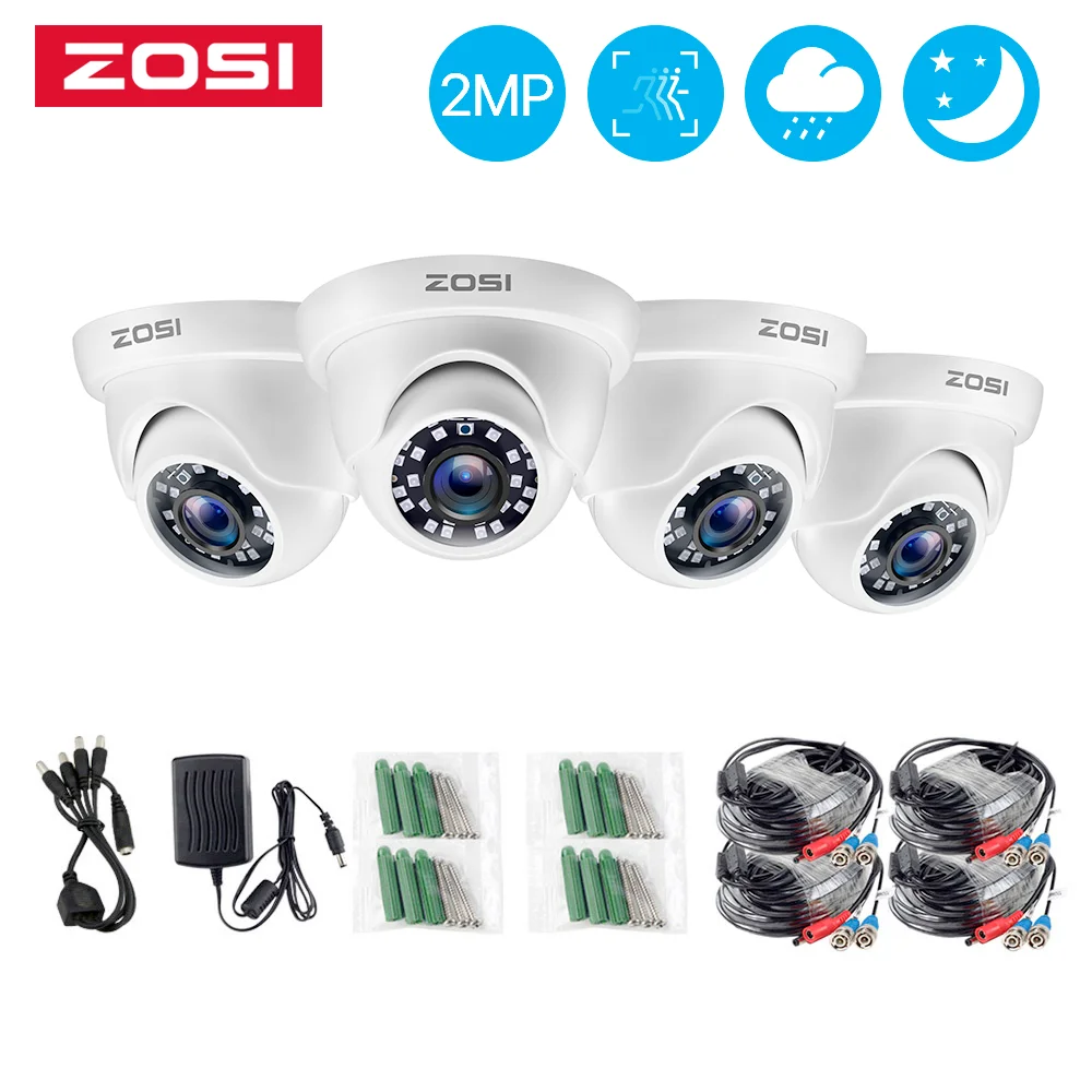 ZOSI 4 Pack 1080P HD TVI video cam CCTV Video Home Security Nightvision Veekindel Kaamera Järelevalve Süsteemi DVR Komplektid